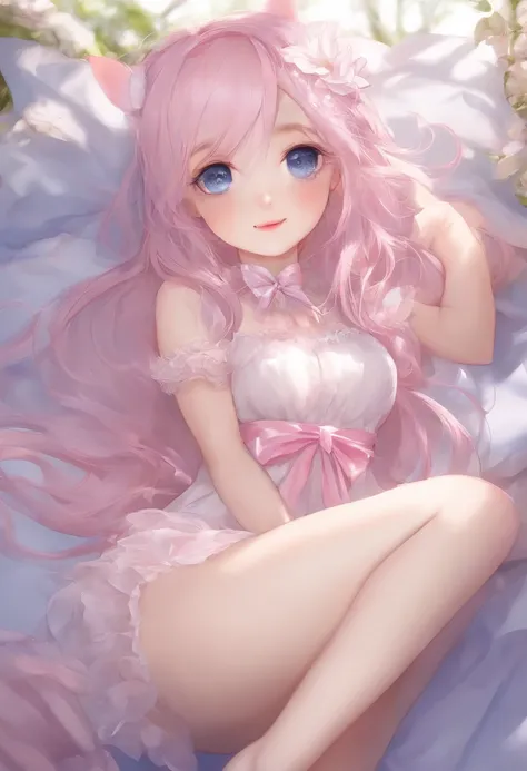 Sleeping little loli，10 years old，Realiy，high qulity，Beth，blue pink hair，Soft light，Natural and authentic，Extensive nudity，Open your legs，Urine discharge，spurt