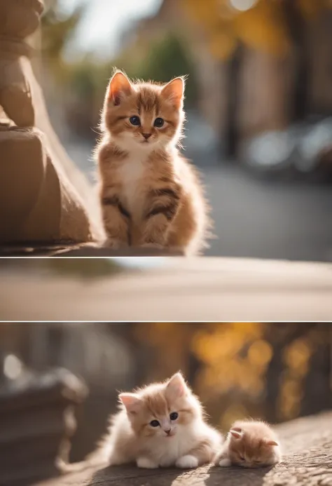 I have two little kittens, a cute little cat, cute kittens, Cutest, Incredibly cute, Adorable and cute, And cute and lovely. They are walking down the street with backpacks, Walking together, commute, Proudly walk down the street, And the cat is walking. T...