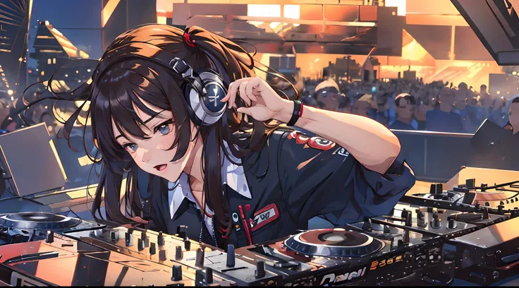 dj, passionate,1girl,, (masterpiece, best quality, high quality, highres, ultra-detailed),