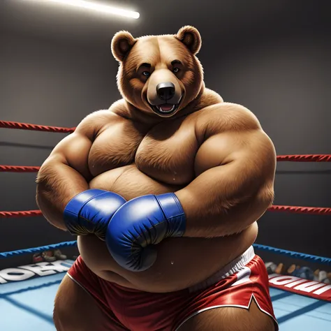 Furry, bear,male,obese,fat,sweaty,boxing