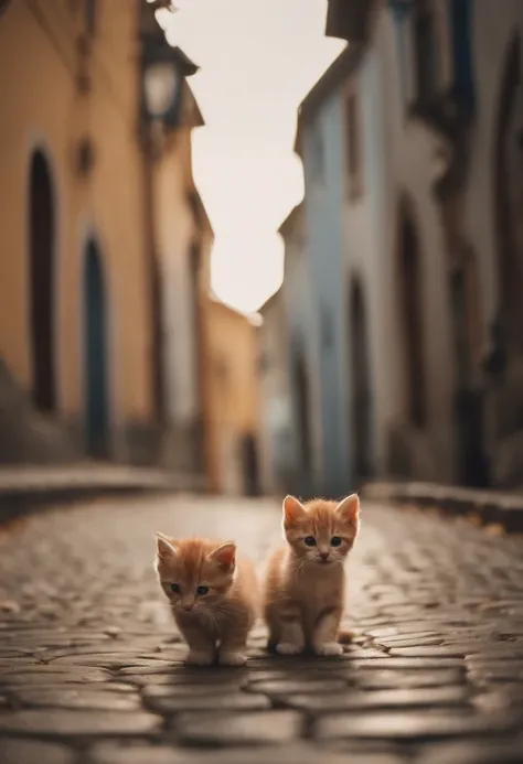 I have two little kittens, a cute little cat, cute kittens, Cutest, Incredibly cute, Adorable and cute, And cute and lovely. They are walking down the street with backpacks, Walking together, commute, Proudly walk down the street, And the cat is walking. T...