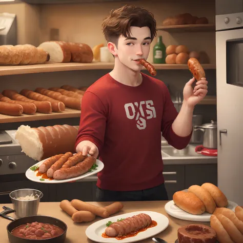 Bryant with sausage in hand