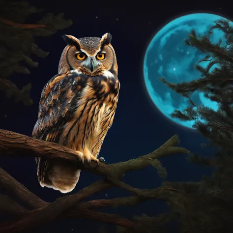 owl , tree , night , moon ;