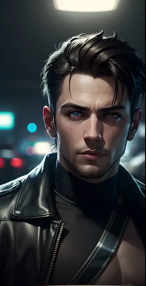 Change background and car cyberpunk handsome boy, realistic face, 8k, ultra realistic!