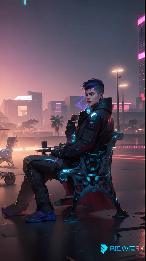 change background cyberpunk handsome boy realastic face ,8k ultra realistic