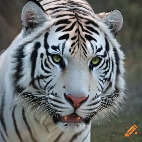 Portrait of the head of a beautiful white tiger, accurate eyes, accurate face, accurate body, centered in the middle, art, photorealistic, ultra realistic, fine details, ultra sharpness, NIKON 30mm lens,