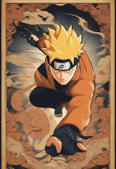 "Create a stunning movie poster inspired by Masashi Kishimotos Naruto, mostrando al legendario Naruto Uzumaki en todo su esplendor."