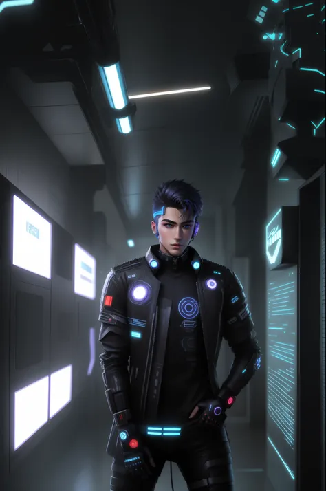 Cyber punk handsome boy, realistic face, 8k