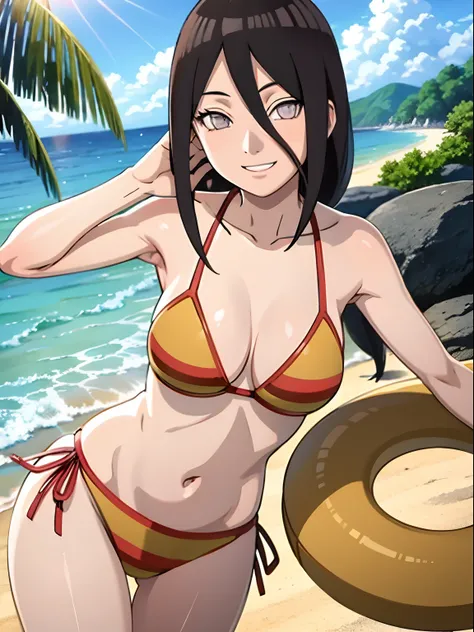 Hyuuga Hanabi, beach, bikini, smile