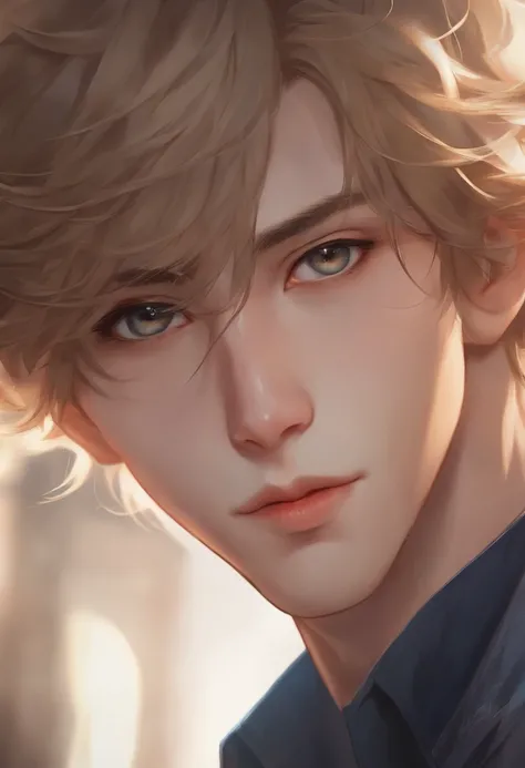 Closeup front face portrait of a 21-year-old white male with strong expressions, soft smooth skin, big dreamy eyes, beautiful intricate, symmetrical colored medium hair, wide anime eyes, soft lighting, detailed face, by makoto shinkai, stanley artgerm lau,...