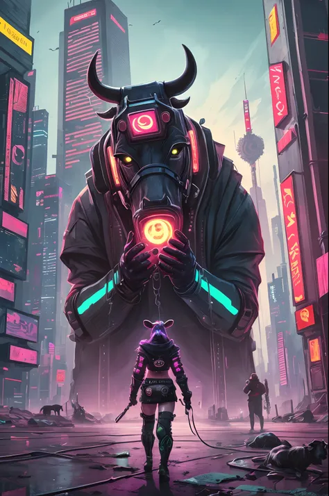 A cyberpunk cow seeks revenge