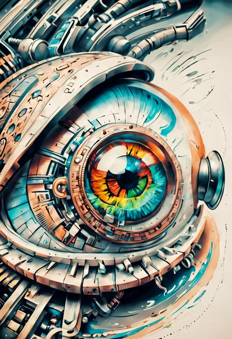 Detailed tattoo sketch of a high tech eyeball