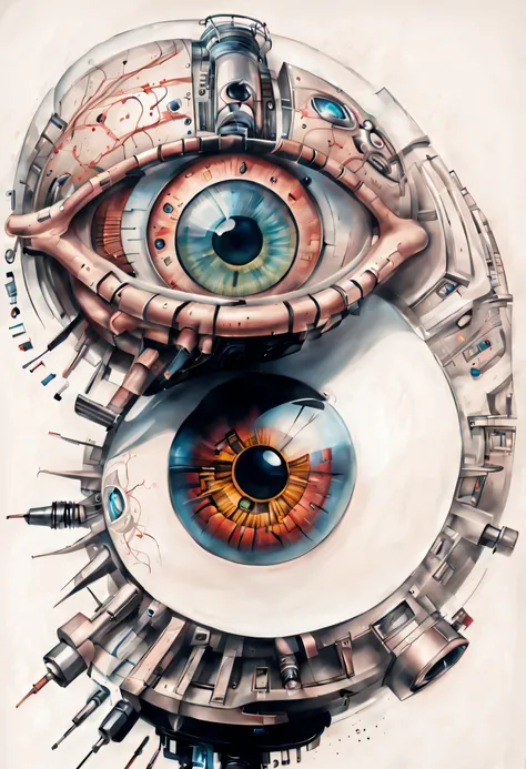 Detailed tattoo sketch of a high tech eyeball