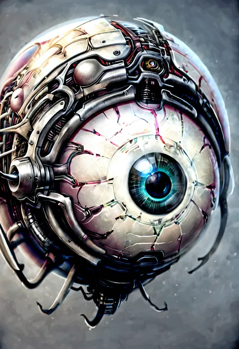 detailed tattoo sketch of a high tech eyeball