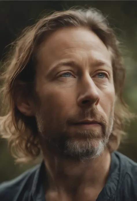 thom yorke,oil painting,low saturation,best quality,ultra-detailed,realistic,portrait,subtle colors,soft lighting,singer,artist,expressive eyes,freckles,aged appearance,tangled hair,creative expression,emotional depth,extraordinary talent,unique personalit...