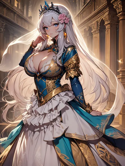 ((anime artstyle)),(Masterpiece),(Best Quality), (Super Detail),((Very Delicate and Beautiful)),cinematic lighting,1 lady,((full body portrait)),((standing in garden)),((solo)),(((1 princess in extremely gorgeous princess rococo ballgown with voluminous fu...