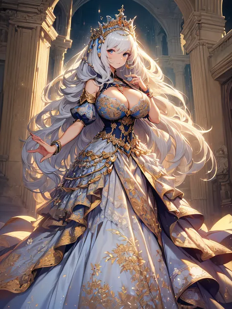 ((anime artstyle)),(Masterpiece),(Best Quality), (Super Detail),((Very Delicate and Beautiful)),cinematic lighting,1 lady,((full body portrait)),((standing in garden)),((solo)),(((1 princess in beautiful embroidery and jeweled extremely gorgeous princess r...