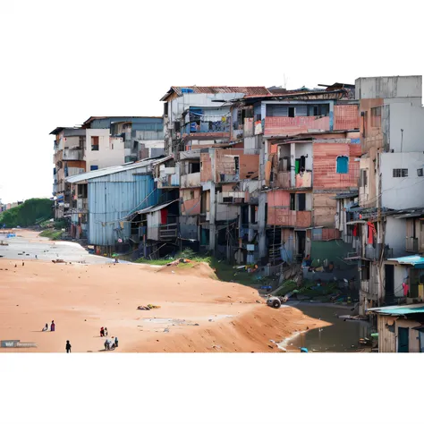 There are many buildings that are next to a body of water, Location ( favela _ PAREDE ), Location ( favela ), favelas, poor buildings, favela futurista, favelas, favela, favela, favelas, Casas sobre palafitas, favela, um ambiente de favela opulento, backgr...