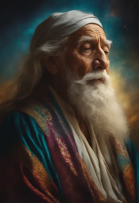 Wise old man emanating a calm and serene aura