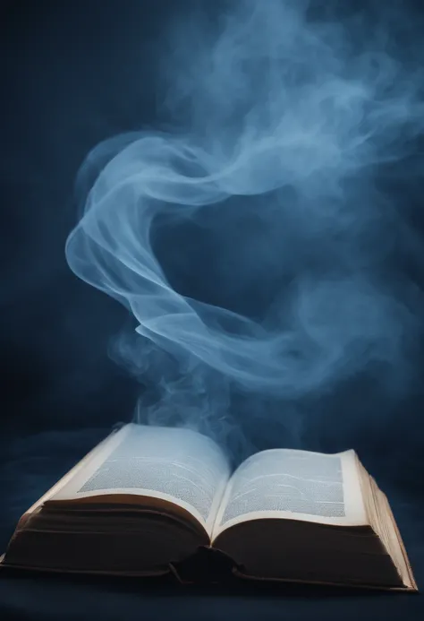 **
open book emitting a mesmerizing blue glow with blue smoke

**Details:**
blue fog swirling around the book pages, intricate patterns on the book cover, fine textures on the book pages, smoothly flowing smoke, faint reflections on the book surface, subtl...