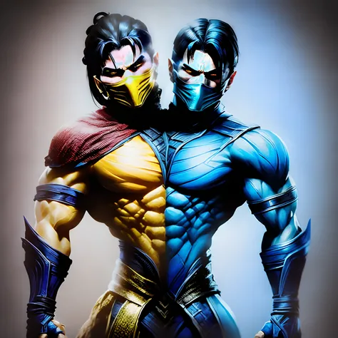 (2heads), mortal kombat scorpion and subzero