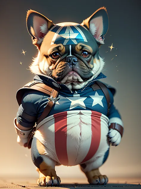 Cute Captain America Dog（French Bulldog）