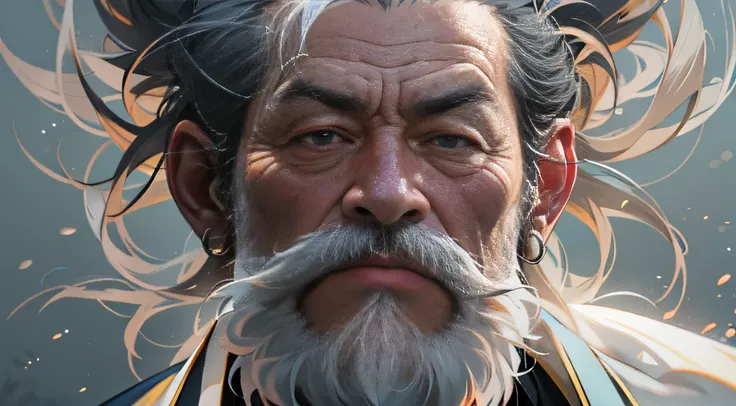 32K live-action texture（tmasterpiece，k hd，hyper HD，32K）An old man,70 years old，Long white beard，Flowy black mid-hair，Taoist，shadowboxing，yin yang，Exudes a powerful aura. Showcase his unparalleled prowess. The whole square was trembling, I really appreciate...