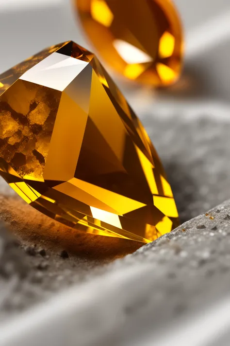 Citrine crystal,High quality,close up,white background,4k realistic look