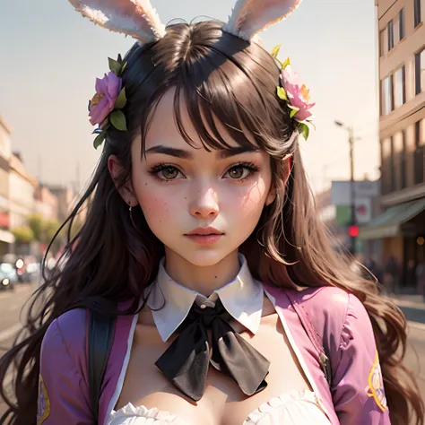 a portrait of young lady wearing bunny suit --auto --s2