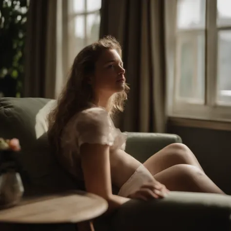 16-year-old girl in panties sitting on a chair posing