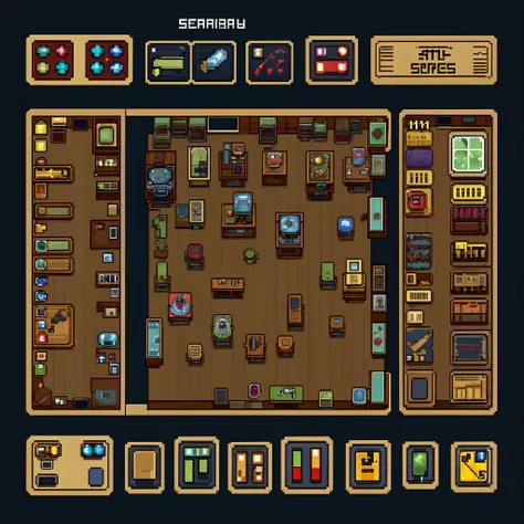 a lot of different items, pixel art, video game assets, item Map chip set,