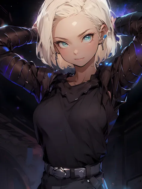 Android 18 , galaxy backdrop, sexy pose