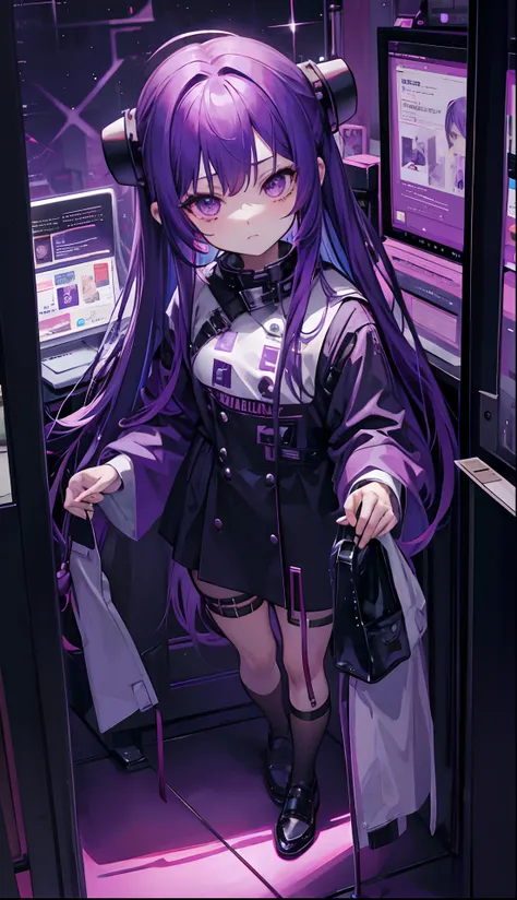 Deep purple-haired mad scientist，Sick loli