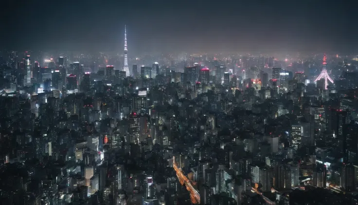 "Tokyo cityscape at night, Futuristic architecture with vivid neon lights."