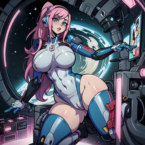 pink sea captain hat, superhero costumes, futuristic space adventure, anime girl in uniform posing in a space station, oppai cyberpunk, thicc, (sfw) safe for work, seductive anime girl, extremely detailed artgerm, Cartoonish, [ 4 k digital art ]!!, cutesex...