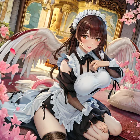 {{drunk woman}}{{{maid clothes with a particularly torn chest}}}{{entire location々torn maid clothes}}young adult woman in big ma...