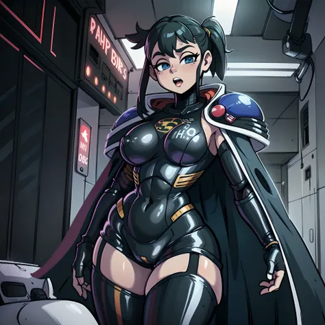 speedo, superhero, tech armor, anime lady in uniform posing as a space trooper, oppai cyberpunk, thicc, (sfw) safe for work, seductive anime woman, (1womanl:1.2), 独奏, 35 year old, __body-parts__, offcial art, 统一 8k 壁纸, ultra-detailliert, Beautiful and beau...