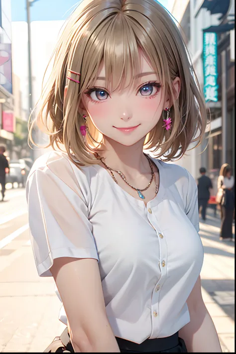 absurderes, ultra-detailliert,bright colour, extremely beautiful detailed anime face and eyes, (独奏:1.6), Short hair , asymmetrical bangs, Blonde hair with short twin tails, Shiny hair, Delicate beautiful face, red blush,(cyan eyes:1.3 ) White skin, hair cl...