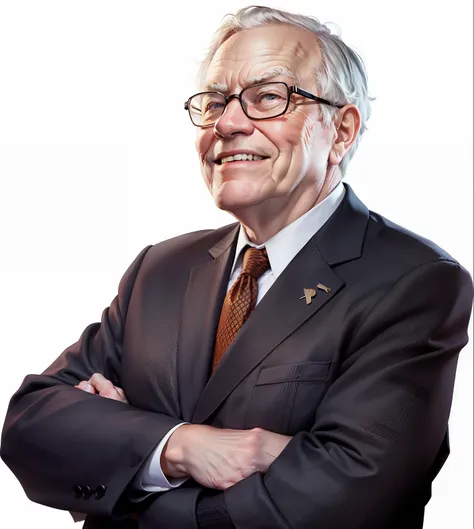 Warren Buffet smiling. No Background