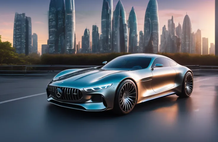 a close up of a silver car on a city street, bmw and mercedes concept cars, futuristic product car shot, futuristic concept car, futuristic cars, cgi rendering, futuristic concept design, concept car, futuristic car concept, cgi render, car with holographi...