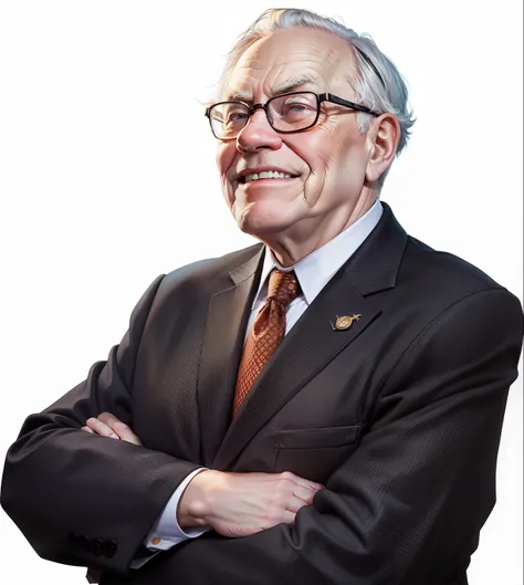 Warren Buffet smiling. No Background