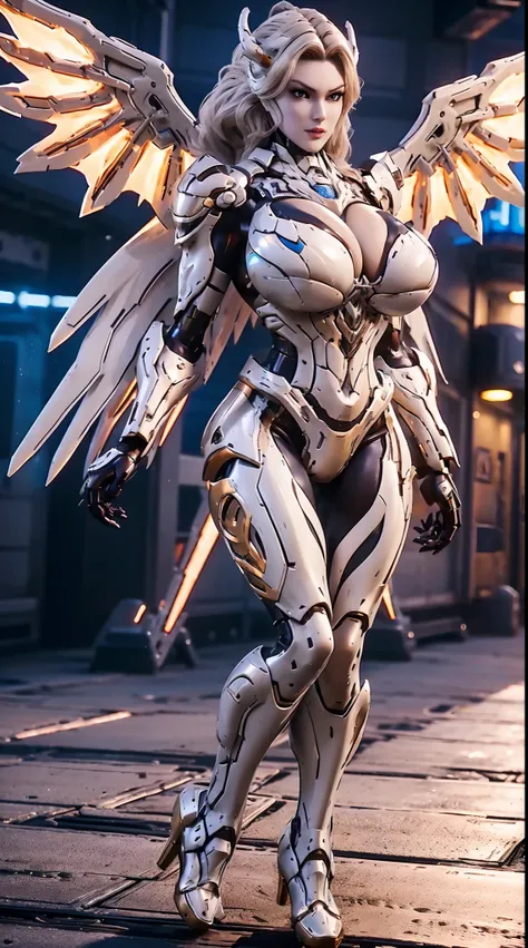 (DRAGON HEAD), HUGE FAKE BOOBS, (BEAUTIFUL FACE), (GOLD:1.2, WHITE:0.8, PURPLE:0.9), (MECHA ARMORED GEAR), (((A PAIR OF HUGE MECHANICAL WINGS SPREAD OUT))), FUTURISTIC DRAGON MECHA SUIT, (CLEAVAGE), (SKINTIGHT YOGA PANTS), (HIGH HEELS), (PERFECT BODY:1.2),...