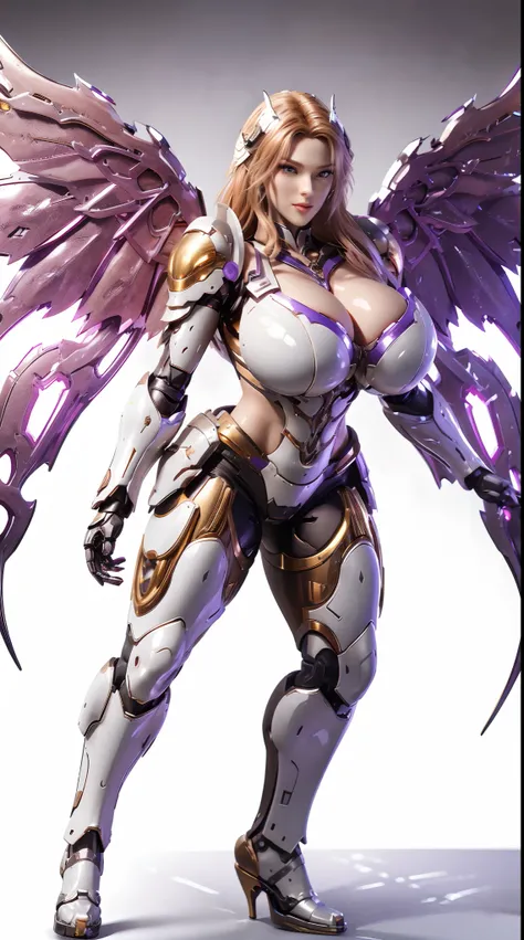 (DRAGON HEAD), HUGE FAKE BOOBS, (BEAUTIFUL FACE), (GOLD:1.2, WHITE:0.8, PURPLE:0.9), (MECHA ARMORED GEAR), (((A PAIR OF HUGE MECHANICAL WINGS SPREAD OUT))), FUTURISTIC DRAGON MECHA SUIT, (CLEAVAGE), (SKINTIGHT YOGA PANTS), (HIGH HEELS), (PERFECT BODY:1.2),...