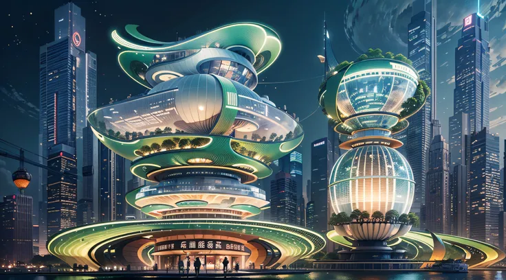 Enter a fascinating vision of the future through captivating futuristic images of the city of Shanghai. The towering giant skyscraper is decorated with gold ornaments and a smooth glass curtain wall，pierce the sky, The vibrant lights of the city that never...