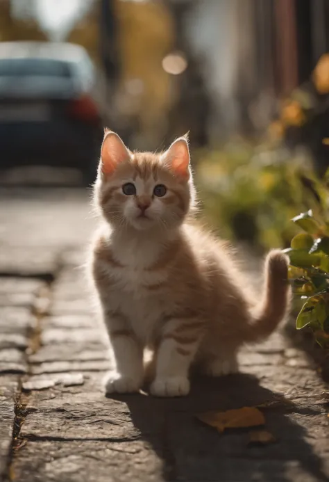 I have two little kittens, a cute little cat, cute kittens, Cutest, Incredibly cute, Adorable and cute, And cute and lovely. They are walking down the street with backpacks, Walking together, commute, Proudly walk down the street, And the cat is walking. T...