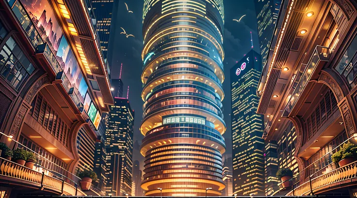 Enter a fascinating vision of the future through captivating futuristic images of the city of Shanghai. The towering giant skyscraper is decorated with gold ornaments and a smooth glass curtain wall，pierce the sky, The vibrant lights of the city that never...