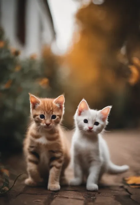 I have two little kittens, a cute little cat, cute kittens, Cutest, Incredibly cute, Adorable and cute, And cute and lovely. They are walking down the street with backpacks, Walking together, commute, Proudly walk down the street, And the cat is walking. T...