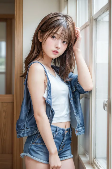 (Top image quality、8K、​masterpiece：1.3))、Realistic high-quality photos、top-quality、girl cute-fine face、13 years old beautiful Japan girl、Photo of slim little girl model、Beautiful girl model、young japanese girl、Young cute face、japanaese girl、13-year-old fem...