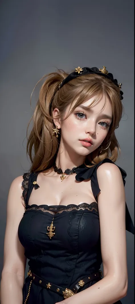 Best quality, masterpiece, big boobs, (large breasts), detailed skin texture, detailed cloth texture, detailed face, super detail, 8k, intricate detail, 1girl, yellow brown hair