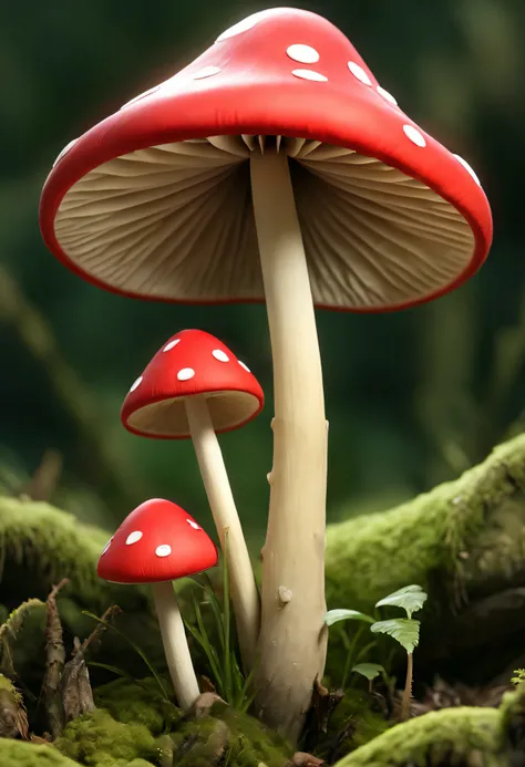 red toadstool, which has a stem about 20 cm high and a cap of the same diameter. The cap of young specimens has the shape of a ball, which gradually flattens, taking the form of a recessed dish. The blades are pale yellow, turning white, densely spaced and...